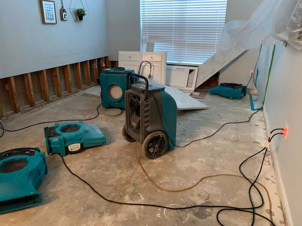 Dehumidifier in flood-cut room for Water Damage Restoration in Gilbert